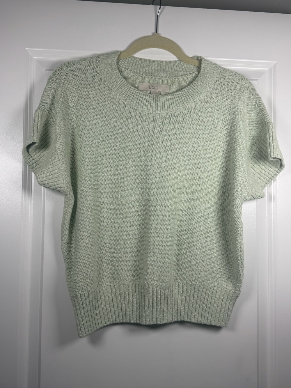 LOFT Mint Green Short-Sleeve Crewneck Sweater